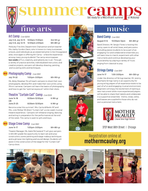 Summer Camps 2021 Mother Mcauley Liberal Arts High School