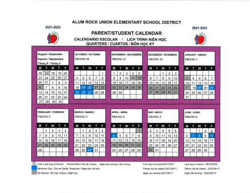 Sjsu Holiday Calendar 2022 Academic Calendar - Dorsa Elementary