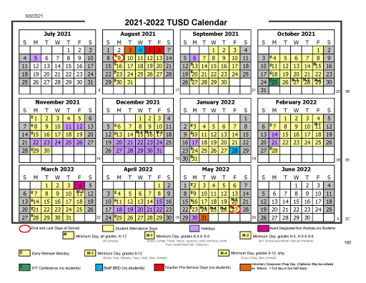 Tusd 2022 Calendar Calendar - District - Williams Middle School