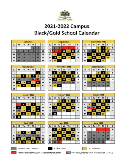 Calhoun Community College Calendar 2022 2021-2022 Black And Gold Calendar -