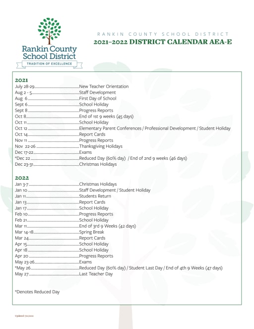 Magnolia Isd Calendar 2022 23 Calendar - Rankin County School District