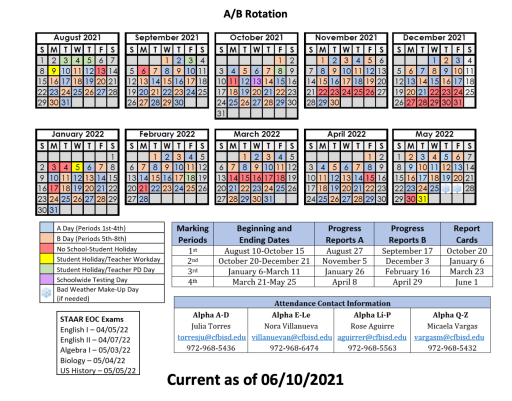 Cfbisd Calendar 2022 Campus Schedule - R.l. Turner High
