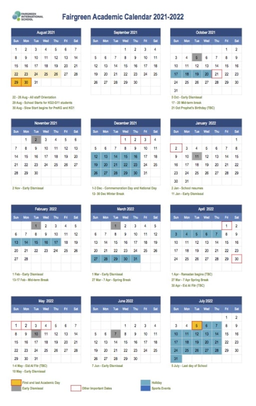 Lebanon City School 2022 Calendar