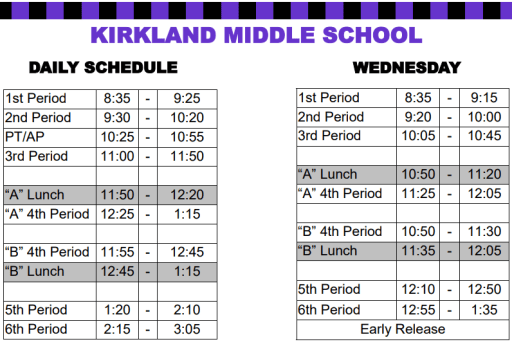 Lwsd Calendar 2022 2021-2022 Schedules - Kirkland Middle School