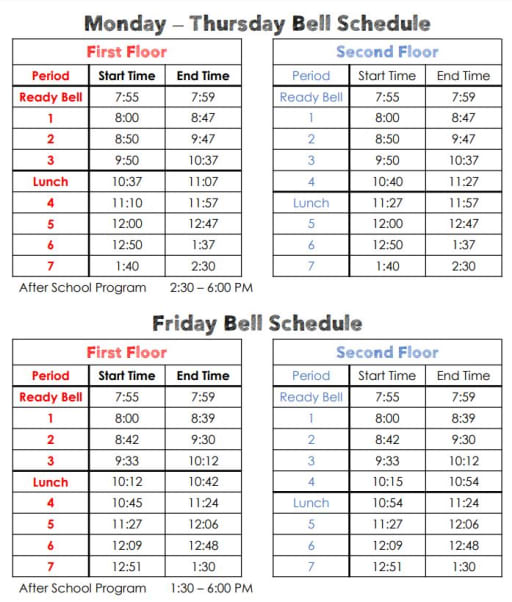 The Middle Schedule 2022 Bell Schedule - Northwest Middle School