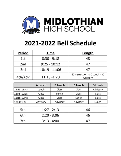 Bell Schedules - Midlothian High School