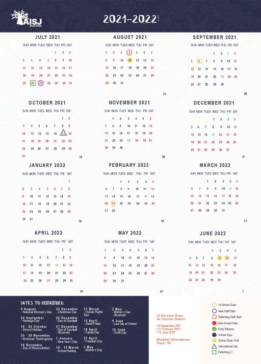 International Calendar 2023 Calendar - American International School Of Johannesburg