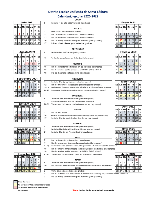Ucsb Calendar 2022 Calendars - Santa Barbara High School