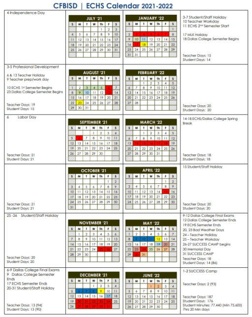 Spring 2023 Utd Calendar Academic Calendar - Early College High