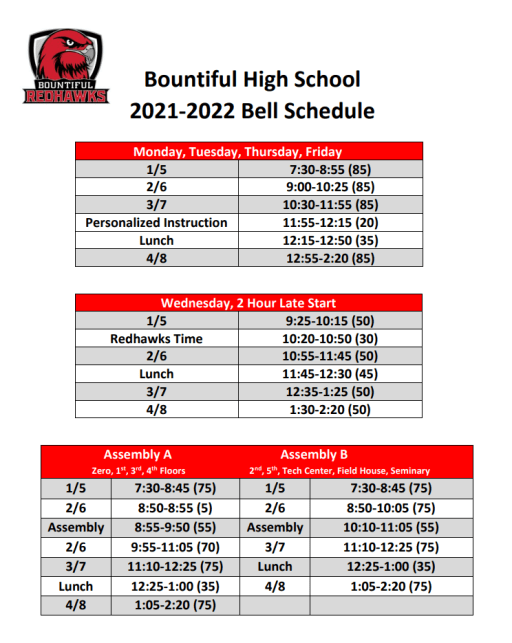 Bell Schedule - Bountiful High School