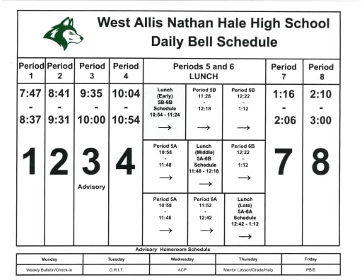 Bell Schedule - Nathan Hale High School