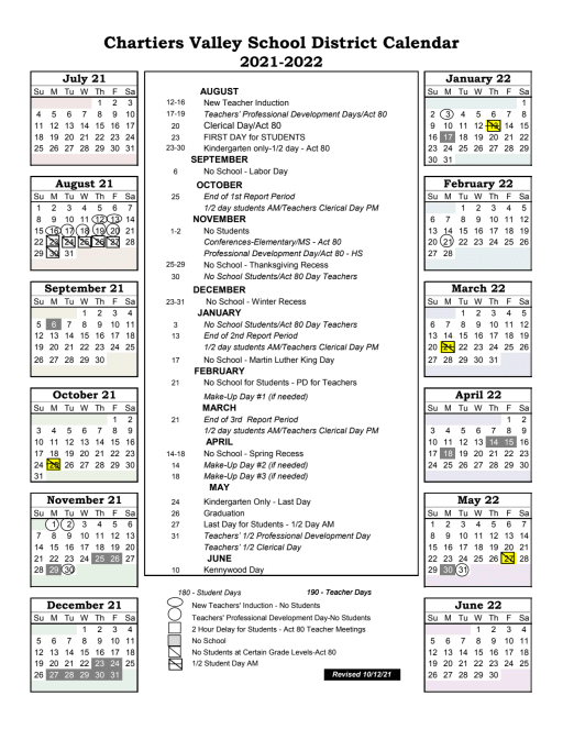 Pitt Academic Calendar 2022 23 2021-2022 182-Day Calendar - Chartiers Valley School District