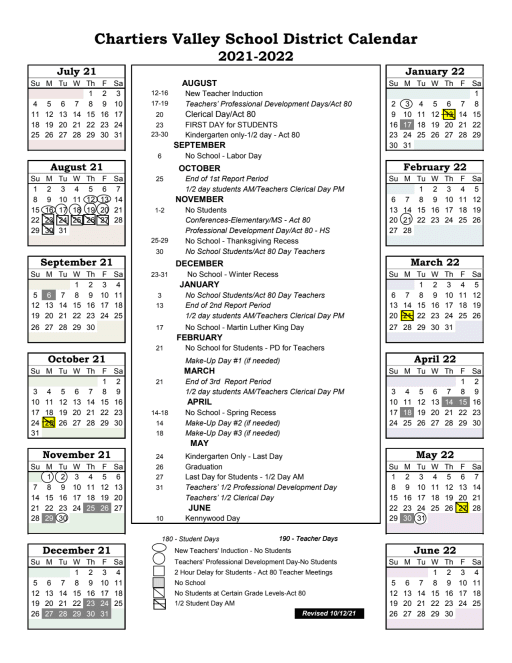 182-Day Calendar - Chartier Valley Middle School