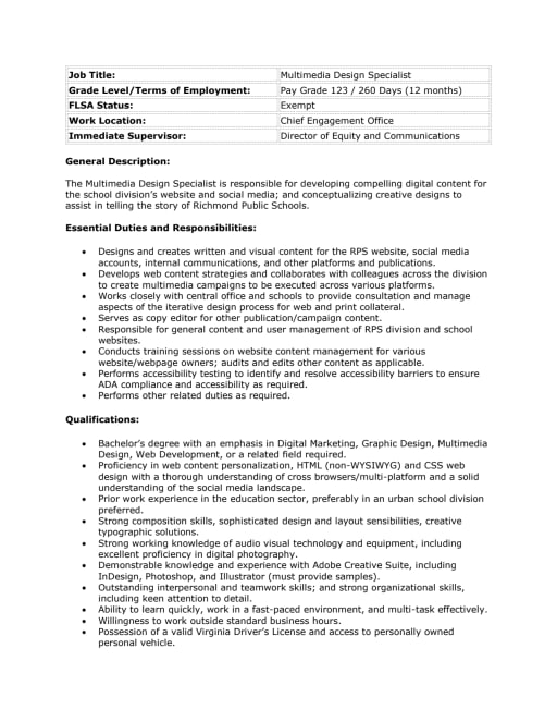 Job Description - Richmond Public Schools