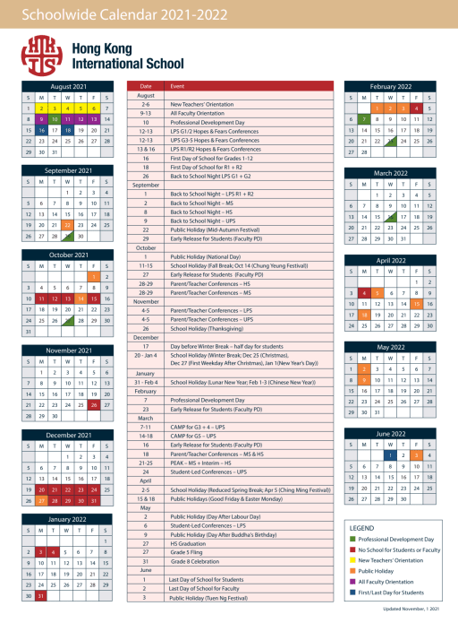 Connections Academy 2022 2023 Calendar Calendar - Hong Kong International School