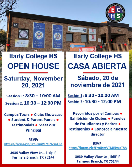 ECHS Open House | Post Details Page - Early College High