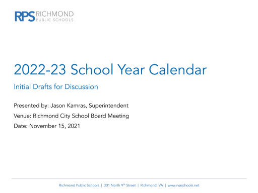 2022-2023 Calendar - Richmond Public Schools