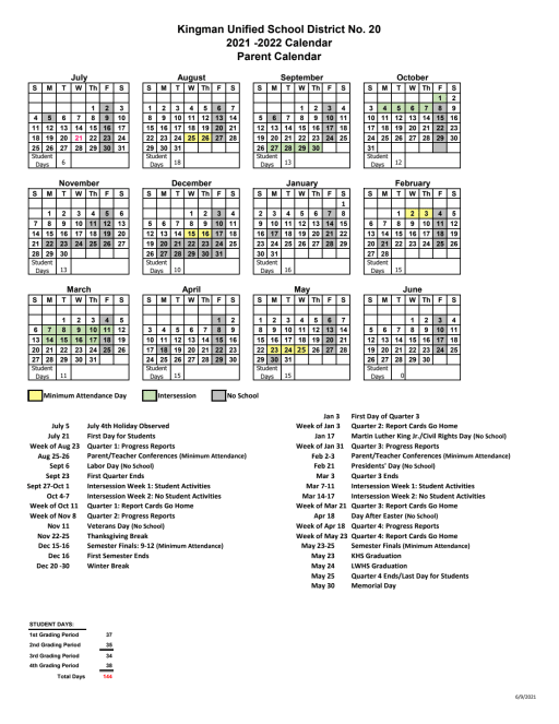 Kusd Calendar 2022 Academic Calendar - Kingman Unified School District #20