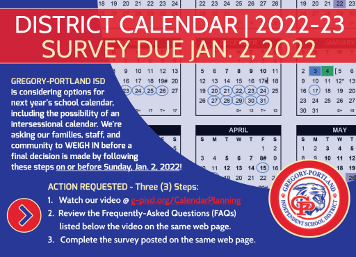 District Calendar Planning For 2022-23 - Gregory-Portland Independent School District