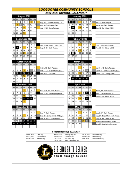 Lcsc Calendar 2023 Calendars - Event & Academic - Loogootee Community Schools