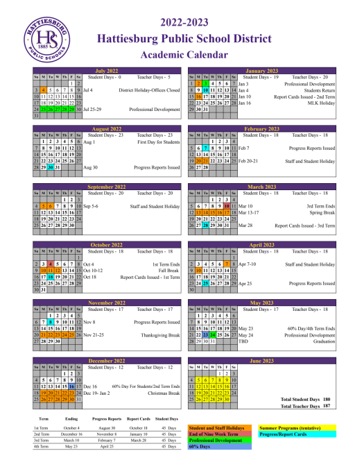 Academic Calendar - Hattiesburg Public School District