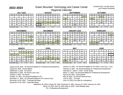 Vt Calendar 2023 Annual Regional Lamoille North School Calendars - Lamoille North  Supervisory Union