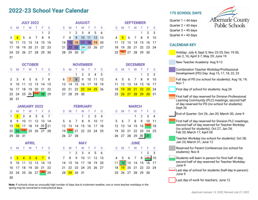 Ops Calendar 2022 23 2022-23 Calendar Development - Albemarle County School District