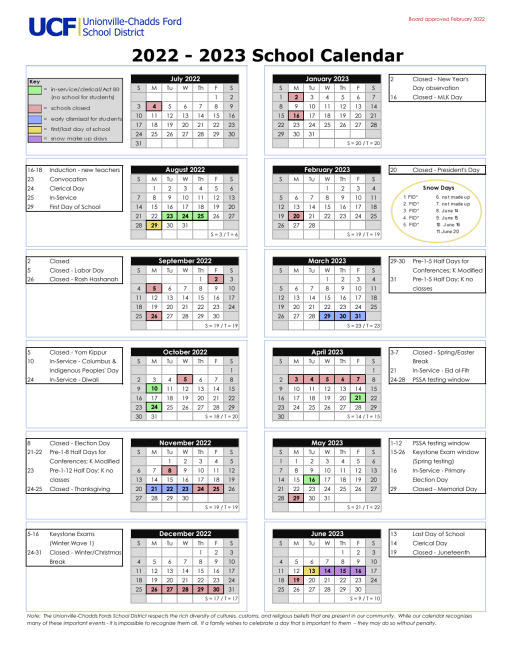 Ucf Academic Calendar 2022 2023 News - Unionville-Chadds Ford School District
