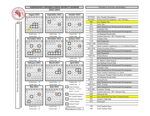 Hacc Calendar 2023 Calendar - Susquehanna Township School District