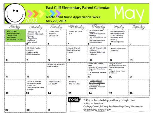 Pisd 2023 Calendar East Cliff Elementary - Gregory-Portland Independent School District