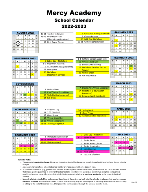 Louisville Ky Calendar Of Events 2023 2022-2023 Highlights Calendar - Mercy Academy