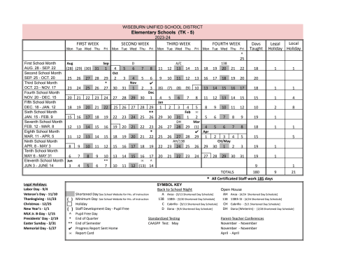 Calendar - Hollyglen Elementary School