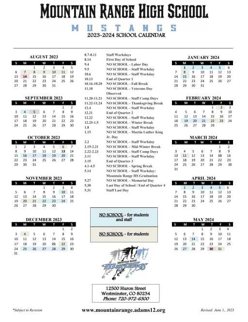 Year at a Glance - Mountain Range High School