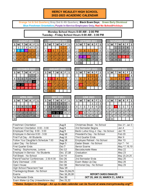 2023 HS College Schedule