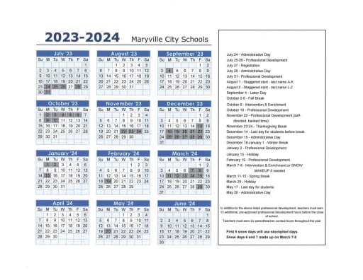 2023-24 Calendar (print ready) - Maryville City Schools