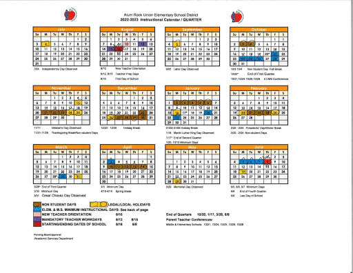 District Calendar - Alum Rock Union School District