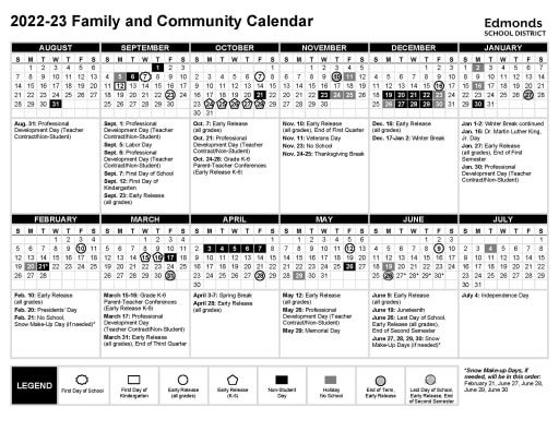 Calendars and Family Handbook - Edmonds School District 15