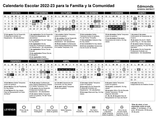 Calendars and Family Handbook - Edmonds School District 15