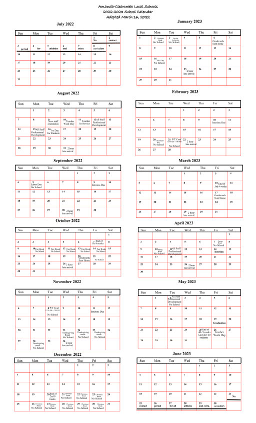22-23 Calendar - Amanda-Clearcreek Local School District