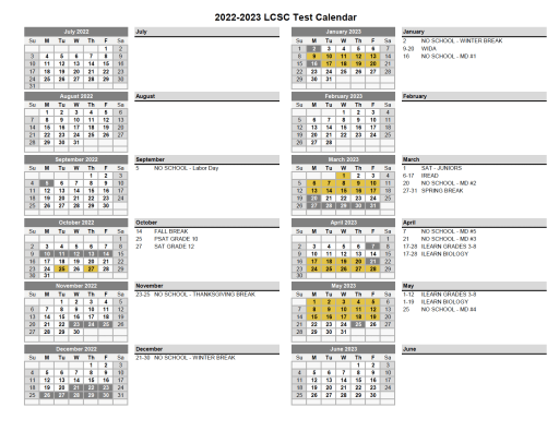 Testing Calendar - Loogootee Community Schools