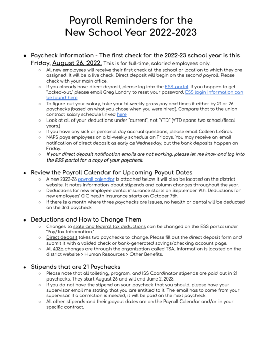 Payroll - North Andover Public Schools