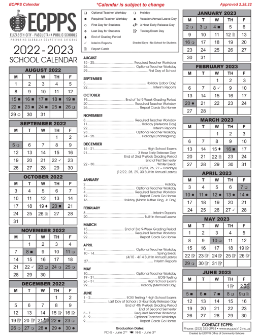 School Calendar - Elizabeth City-Pasquotank Public Schools