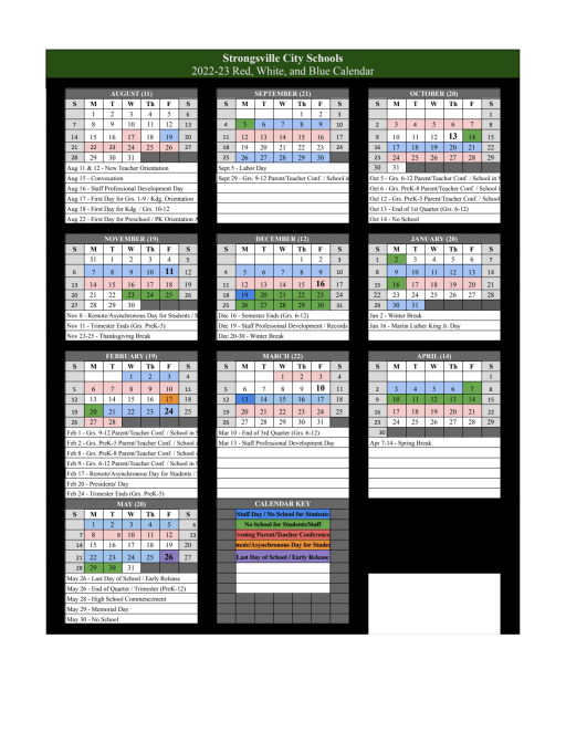 SCS 22-23 Red, White, and Blue Calendar - Surrarrer Elementary School