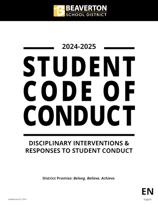 Student Code Of Conduct Beaverton School District