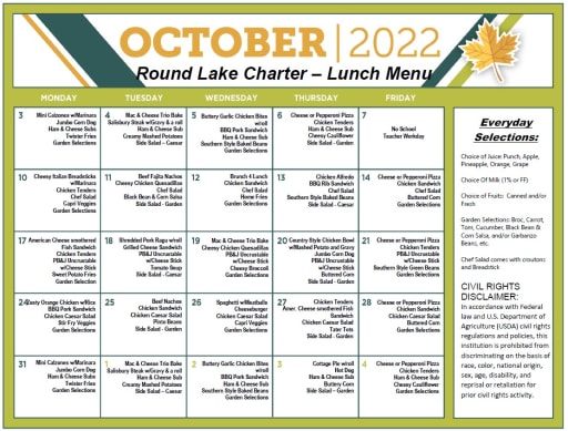 lake pointe academy lunch menu