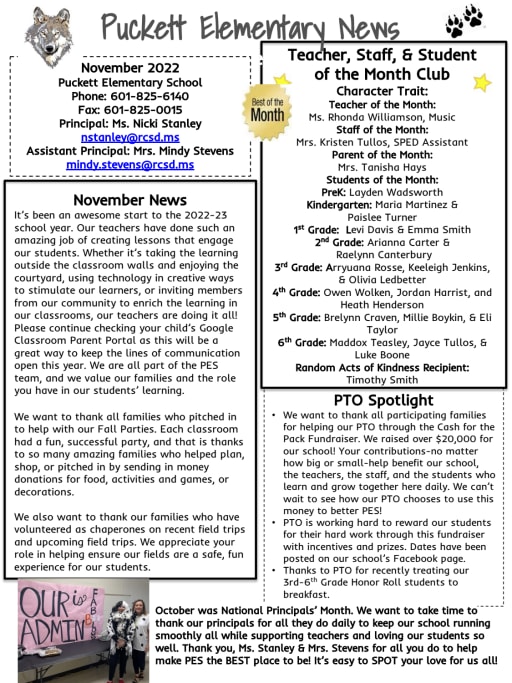 Newsletter - Puckett Elementary School