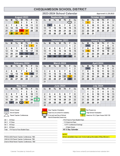 2023-2024 Calendar - Chequamegon School District