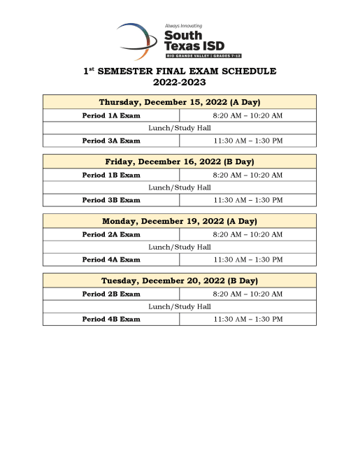 Utrgv Final Exam Schedule Fall 2025 Kay Kimmie