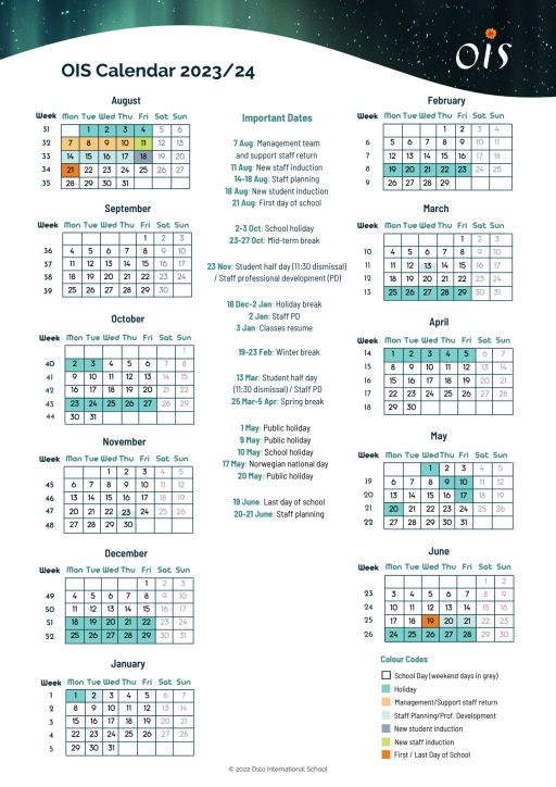 Calendar - Oslo International School