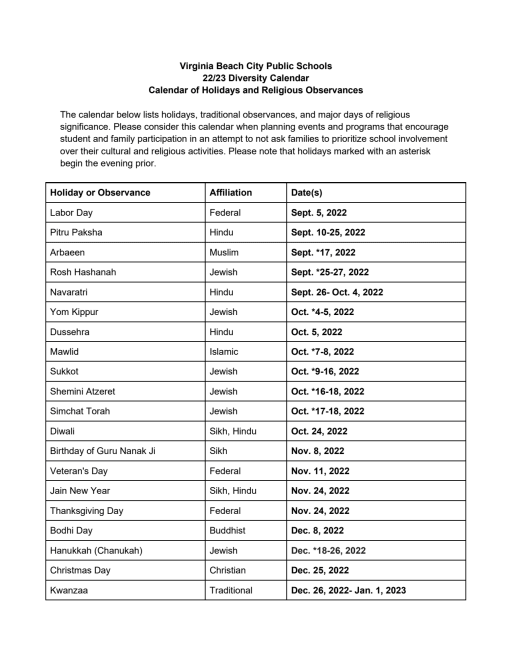 VBCPS Calendar - Virginia Beach City Public Schools